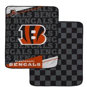 NFL Cincinnati Bengals Diagonal Ghost Checker Double Sided Ultra Cozy Blanket